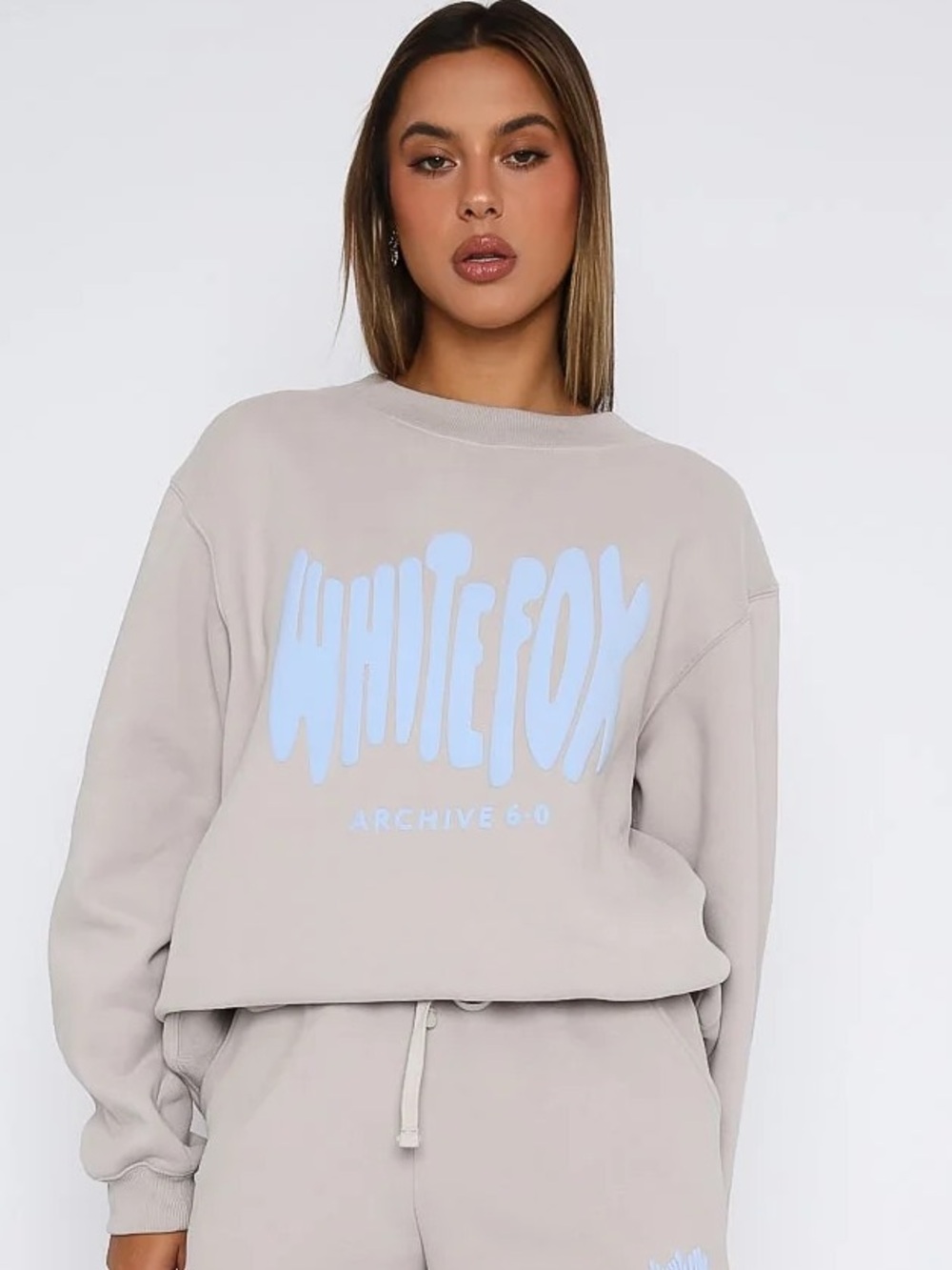 White Fox Beige Logo Sweatshirt